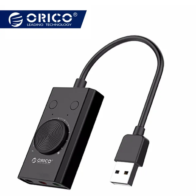 ORICO Внешний USB звуковая карта стерео микрофон динамики гарнитуры аудио Jack 3,5 мм кабель адаптер Mute переключатель регулировки громкости Бесплатная Drive