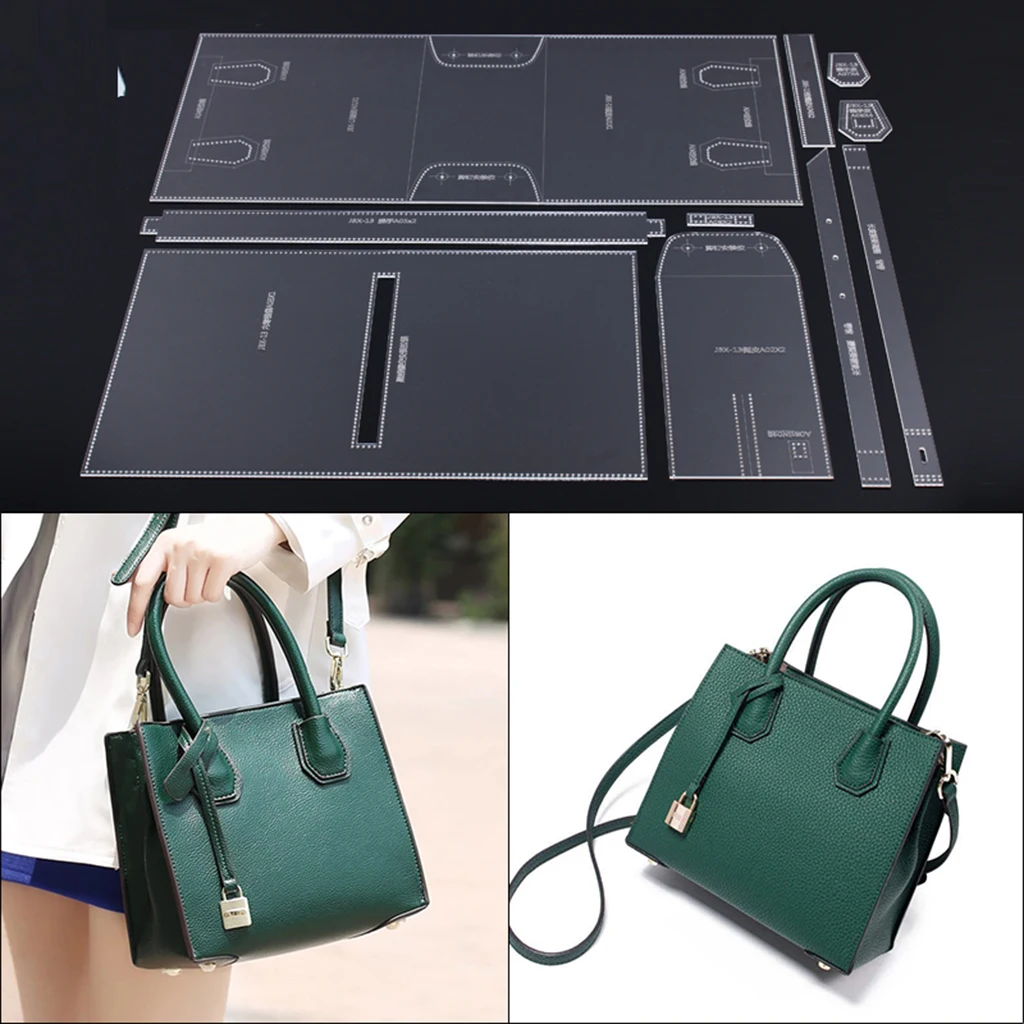 

fityle 10Pcs Clear Acrylic Leather Craft Pattern Stencil Template DIY for Handbag Shoulder Bag Making