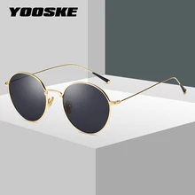 YOOSKE брендовые Круглые Солнцезащитные очки для женщин модные ретро черные желтые очки мужские металлическая оправа маленькие Солнцезащитные очки женские зеркальные очки