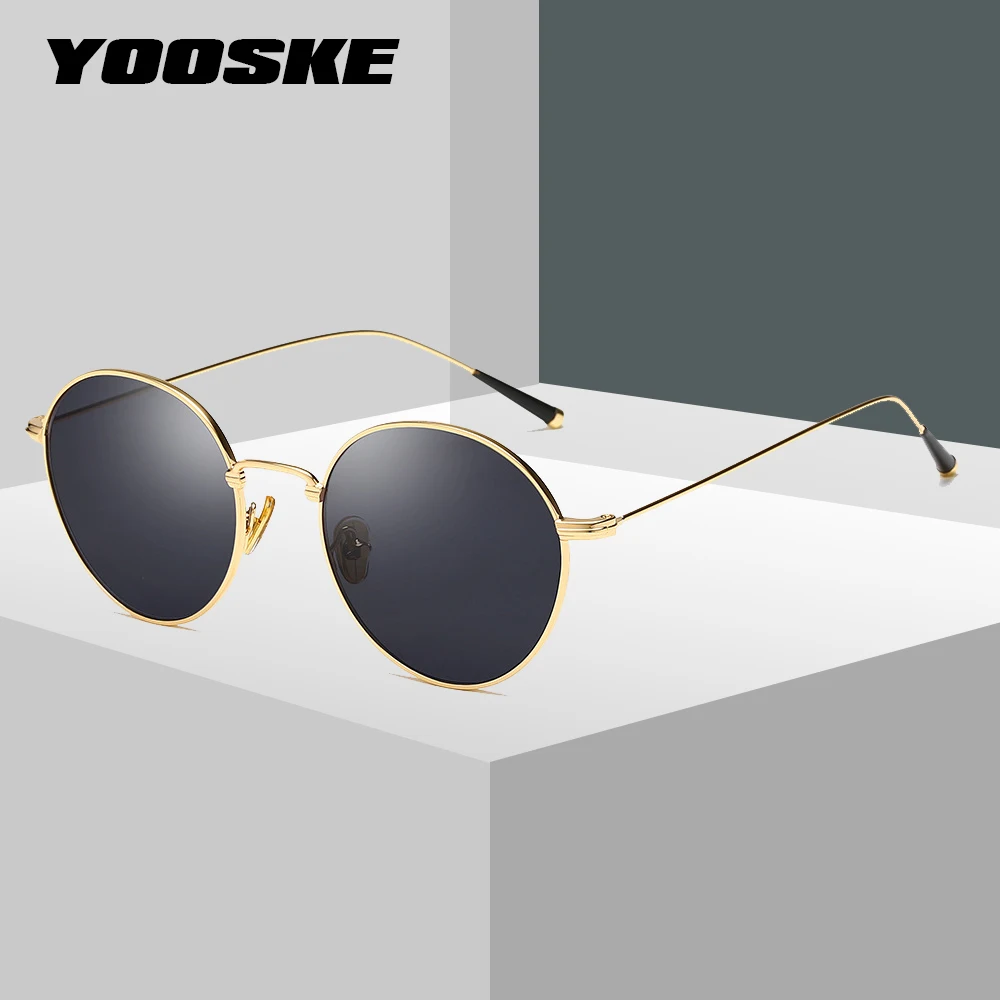 

YOOSKE Brand Round Sunglasses Women Fashion Retro Black Yellow Glasses Men Metal Frame Small Sun Glasses Ladies Mirror Eyeglasse