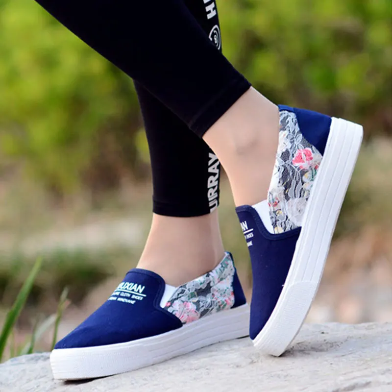  Women Summer Canvas Shoes Flower Printed Lace up Ladies Spring Casual Footwear Female Soft Leisure Women Vulcanize Shoes DC81