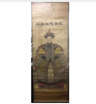 

Collectable Chinese old scroll painting the Qing Empress 'Ci Xi' portrait paper painting size :68*24inch