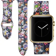 Apple Watch Band, цветная силиконовая повязка на запястье с рисунком черепа 38 мм 40 мм