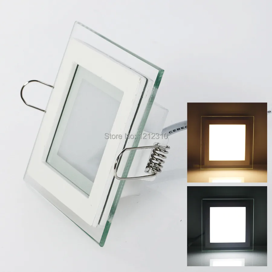 

Free Shipping 6W/12W/18W Glasses Led Square Panel Recessed Wall Ceiling Downlight AC85-265V White /Cool White Indoor Light