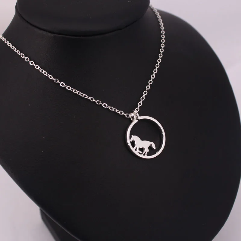 

round horse pendant necklace two colors necklaces gift