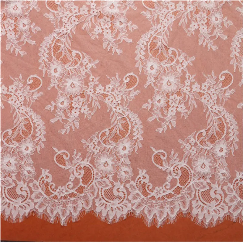 

3 meter / lot Eyelash Lace Fabric 150cm White Black DIY Exquisite Lace Embroidery Clothes Wedding Dress Accessories