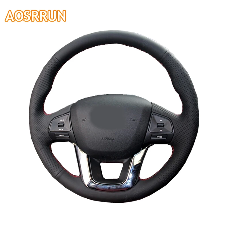 AOSRRUN font b Car b font accessories Leather Hand stitched font b Car b font Steering