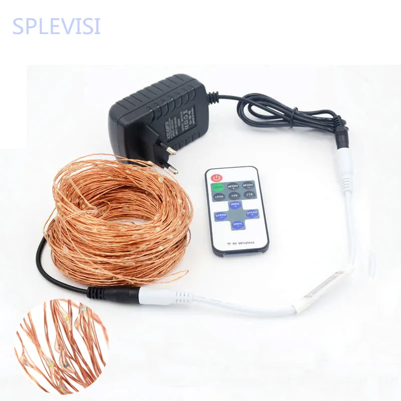 

165Ft/50m 500 Led Copper Wire LED String Lights Starry Lights Fairy lights + Power Adapter+ Wireless Control