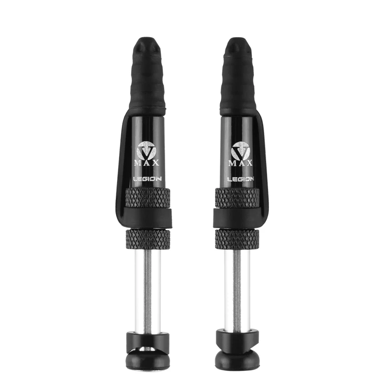 Kit 2 Steli Per Valvola Aria Tubeless Da 44 Mm – Acciaio Inox Con Strumento Rimozione Nucleo – Per Mountain Bike E Bici Da Strada (Nero)