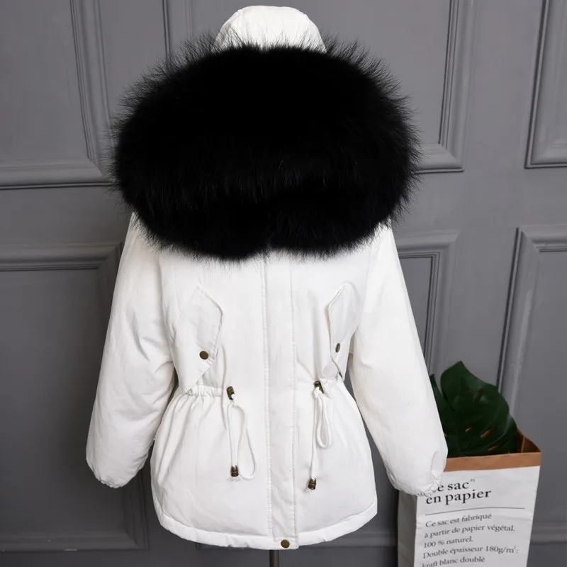 Plus size Natural Fur White Duck Down Winter Coat women's jacket with hood Thicken Warm women's down Parka chaqueta mujer YRE05