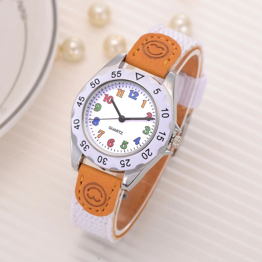 Relojes модные детские наручные часы с арабскими цифрами и нейлоновым ремешком, аналоговые кварцевые часы reloj, Детские часы с круглым циферблатом, прочные