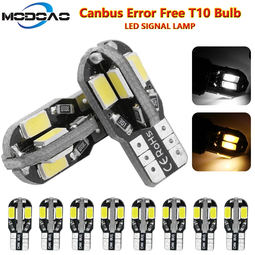 

T10 Led Car Interior Bulb Canbus decode White 5730 8SMD LED 12V Car Side Wedge Light Warm White Lamp Bulb Car Styling