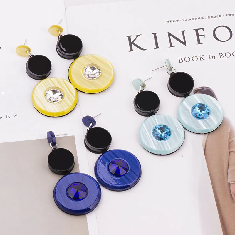 GUANLONG Classic Drop Resin Earrings Women Big Long Geometric Circle Acrylic Earings Fashion Elegant Dangling Earring Jewelry (6)