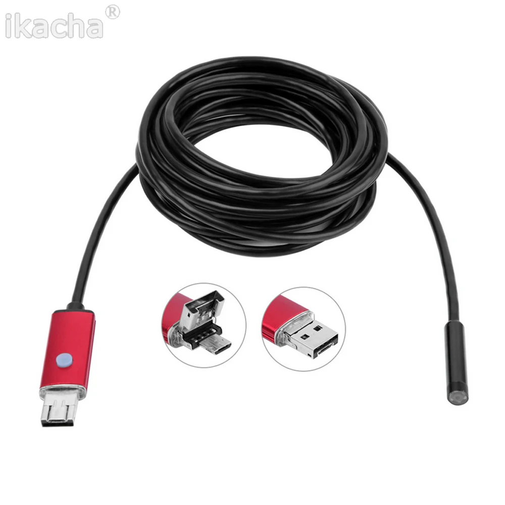 2in1 Красный эндоскопа 5,5 мм 2 м 5 м 10 м USB Android Камера HD проверка OTG IP67 камера телефона Камера телефона Android USB бороскоп
