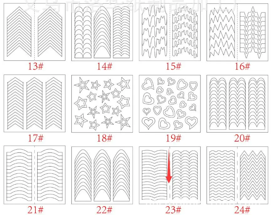 10 шт форма Руководство Наклейки Советы Дизайн Наклейка Французский маникюр Дизайн ногтей бахрома DIY салон трафарет торговля Профессиональный#1107 - Цвет: 23