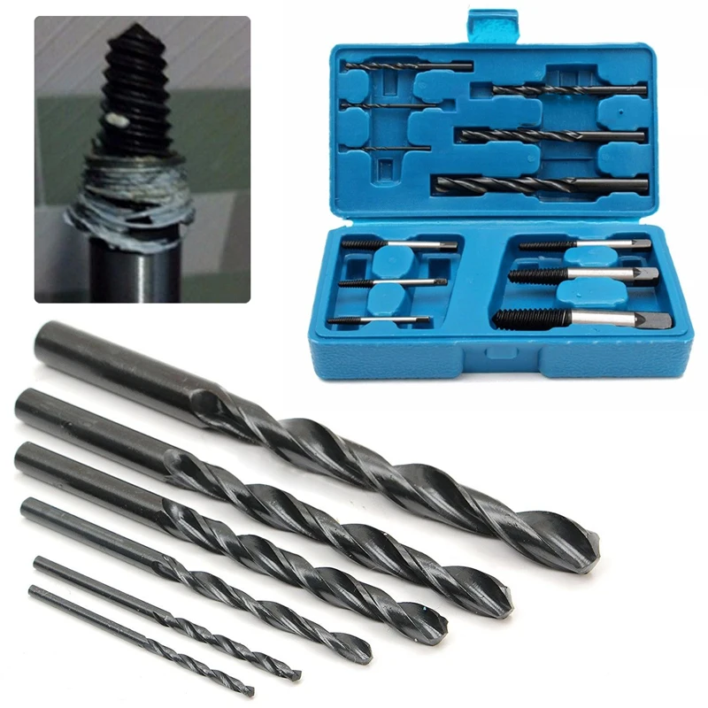

12PCS HSS Broken Bolt Stud Fastener Remover Easy Out Rigid Screw Extractor Set