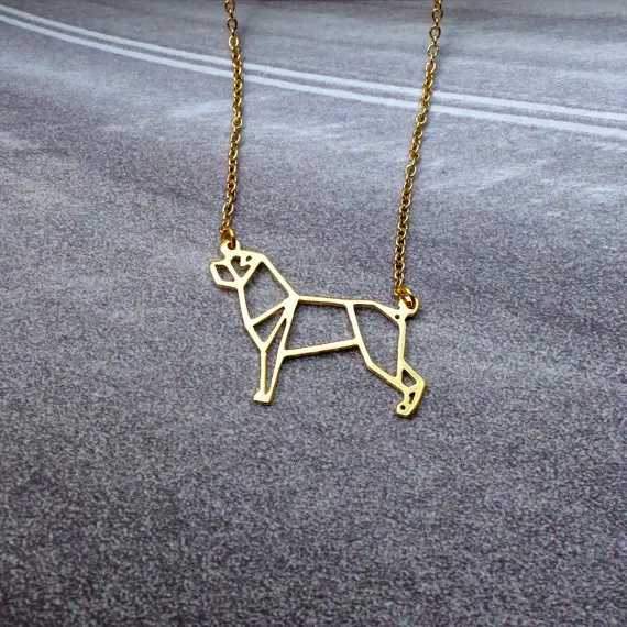 

Wholesale Trendy Gold Silver Color Rottweiler Necklace Women Origami Statement Necklace Dog Jewelry Kolye Cs Go Collares