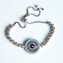 Высокое качество синий Злой Глаз австрийский кристалл микро проложили кубического циркония браслеты для женщин модный браслет Pulseira ювелирные изделия