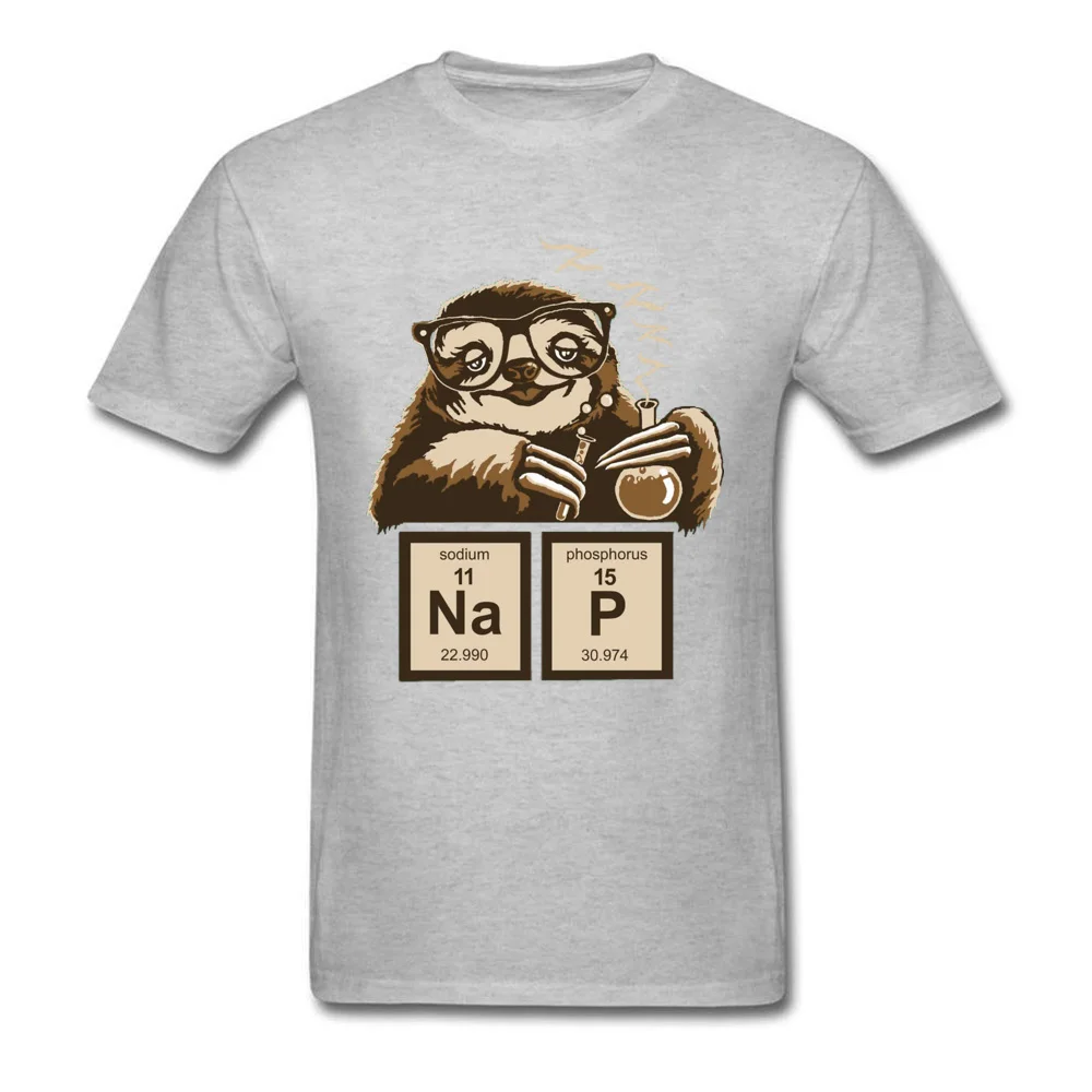 2018 Hot Sale Man Top T-shirts O-Neck Short Sleeve Cotton Fabric Chemistry-Sloth Tops Shirt Normal Tops Tees Top Quality Chemistry-Sloth grey