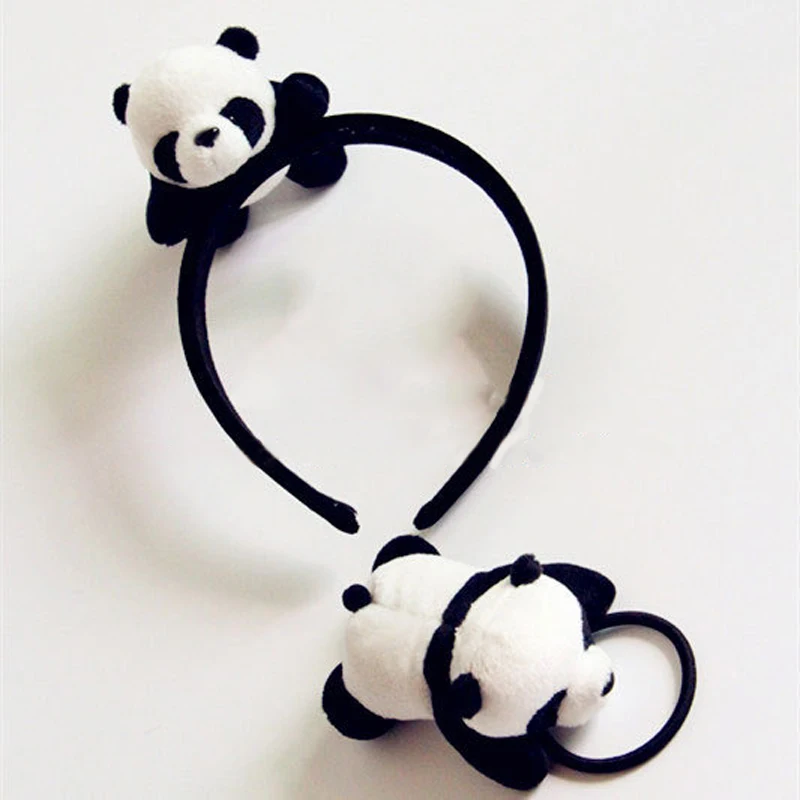 

SP&CITY Handmade Large Cute Panda Elastic Hair Bands 3D Cartoon Animal Hair Clip For Girls Hair Accessories Dolls Headwear