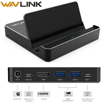 Wavlink алюминиевая USB 3,0 мини док-станция USB 3,1 Gen 2 type C дисплей 50 Вт с питанием 4 k@ 30Hz HDMI для телефона ноутбука