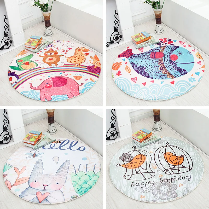 

1 Piece Round Cartoon Animal Baby Play Mat Diameter 70cm Newborns Soft Nap Mat Sleeping Bedding Playing Crawl Carpet Rugs