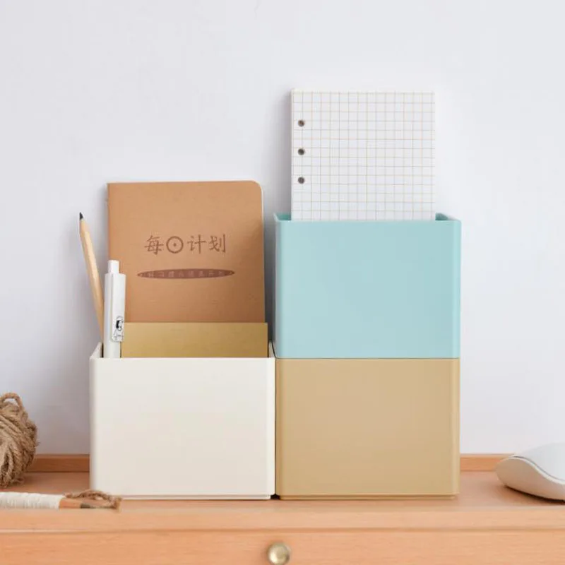 

1 Pcs Candy Color Multifunctional Square Storage Box Organizer Tape Box Pencil Holder Pen Box Holders School Office Supplies