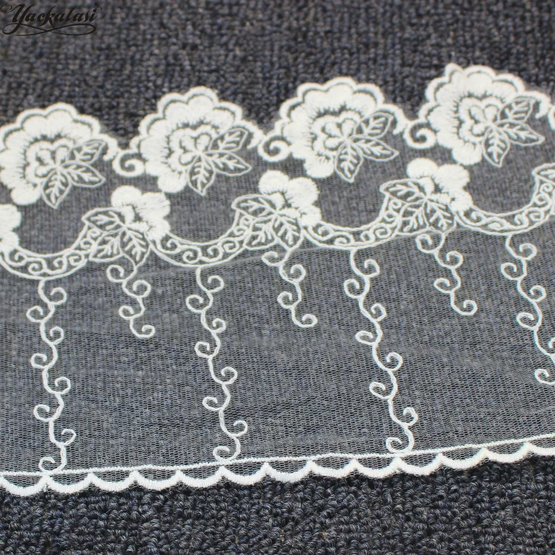 YACKALASI Cotton Lace Mesh Embroidered Applique Stiff Tulle Lace
