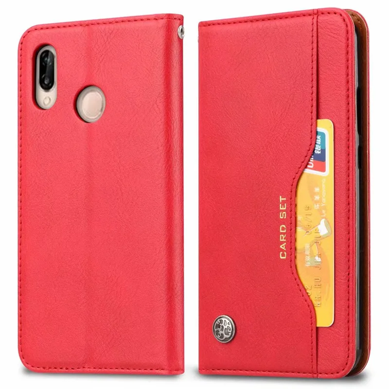 Роскошные Высокое качество бумажник с отделением для карт, на магните Чехол-книжка кожаный чехол для huawei Honor 8X телефон защитные чехлы - Цвет: Red