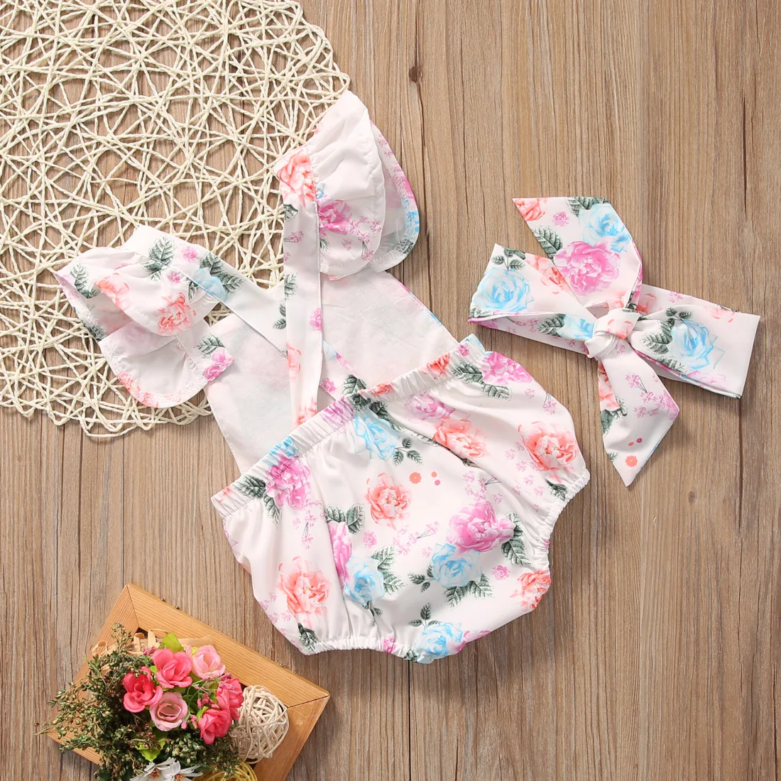 2017-Cute-Floral-Infant-Baby-Girls-Summer-Flower-Romper-SunsuitHeadband-Cotton-Outfits-Set-Clothes-4