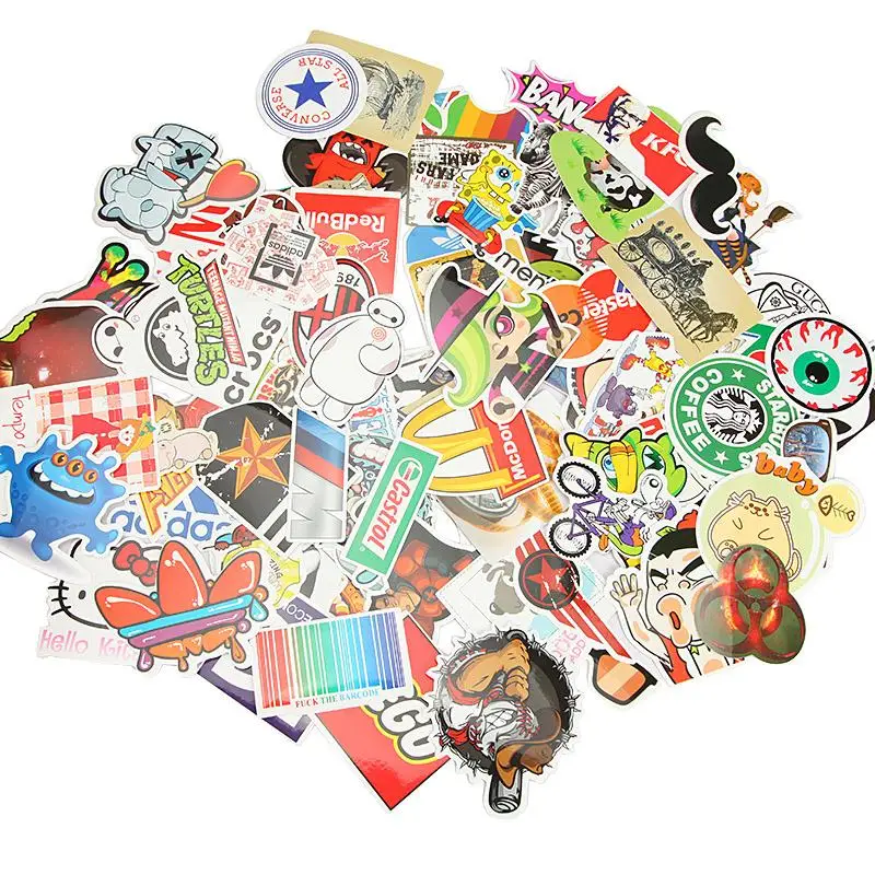 100pcs Car Stickers Decal Sticker Motorcycle Decals PVC DIY Vinyl Sticker Universal For Trucks SUV ATV UTE motorbike Vehicles