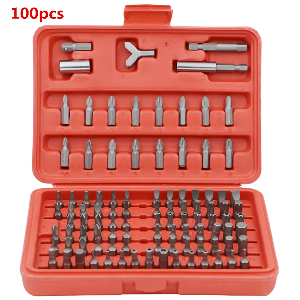 

100pcs Plastic Boxed Screwdriver Head Combination Cross Slotted Hexagonal Plum Y-shaped Batch Head Set