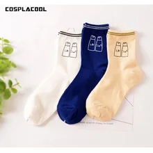[COSPLACOOL] Корейский Творческий sokken персонализированные печати моды коттоновые носки Harajuku мультфильм милый рождественские носки calcetines