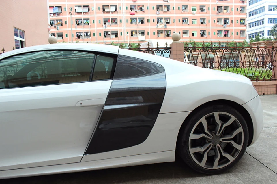 Углеродное волокно Боковая дверь крылья лезвие панели вспышки для Audi R8 V8 V10 2 двери 2008- стайлинга автомобилей 2 шт./компл