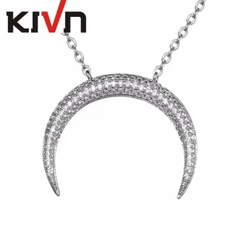 

KIVN Fashion Jewelry Pave CZ Cubic Zirconia Womens Girls Cute Horn Wedding Pendant Necklaces Promotion Christmas Birthday Gifts