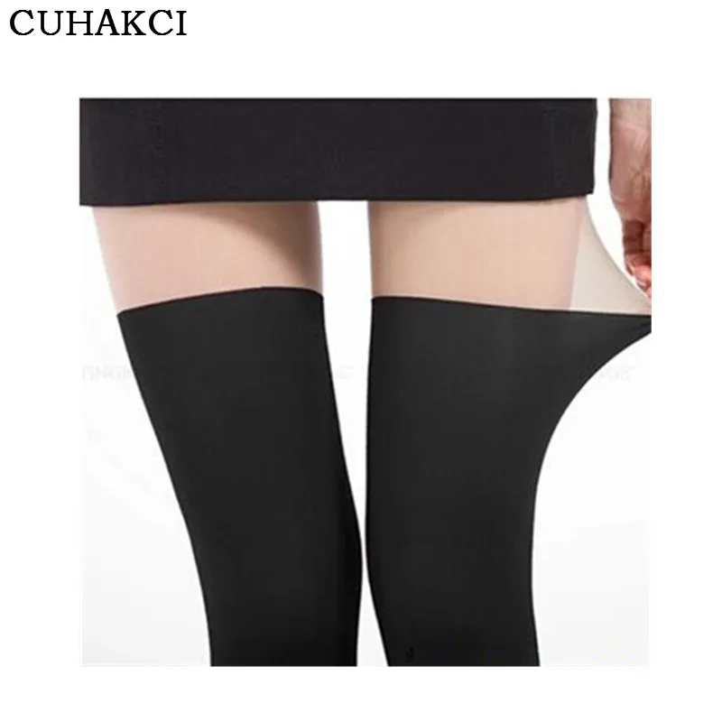 

2019 Fashion Women Sexy Black Tinted Sheer False High Stocking Pantyhose Tight free shipping hot sales