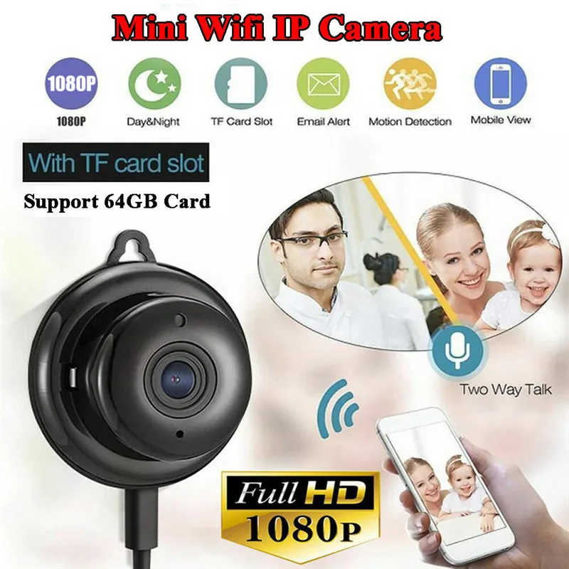 

Full HD 1080P Wireless Mini WIFI IP Camera Smart Home Security Camera Night Vision Remotely View Support 64G Card