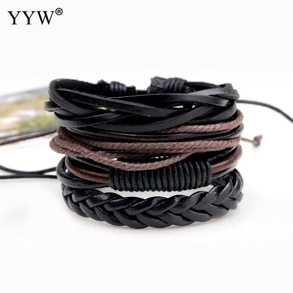 New Punk Leather Bracelet Multiple Layers Punk Leather Bracelets Men