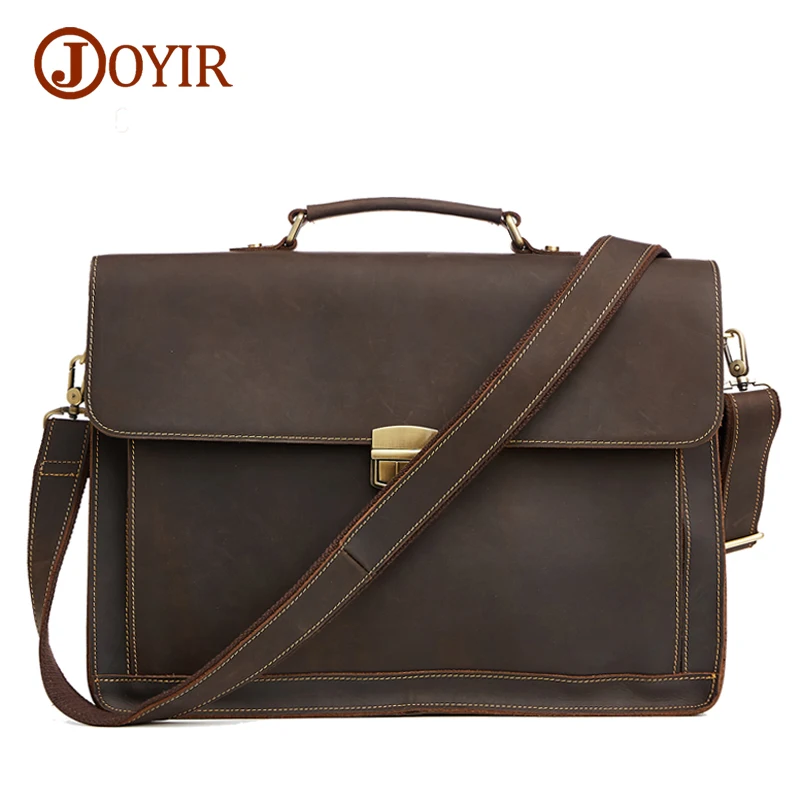 Joyir 2017 men genuine leather briefcases laptop bags men handbags business high quality shoulder messenger bags