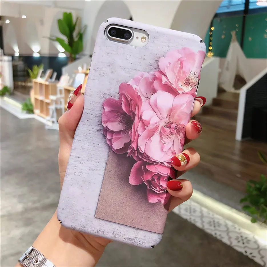 MOUSEMI Protective Funda For iPhone 8Plus 6 6S 7 Matte Case Flower Printed Phone Case 7 Cases On For iPhone X 5s se 7 Back Cover (7)