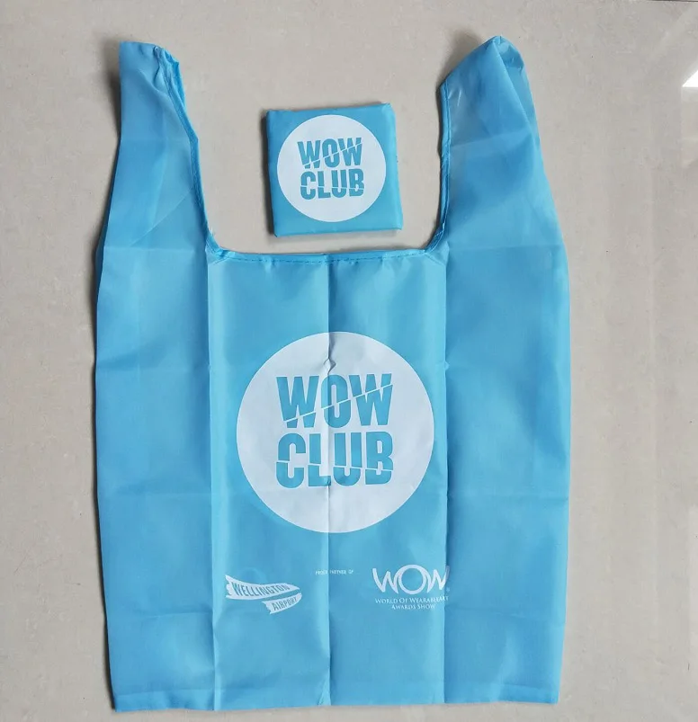 

Wholesale 500pcs Manufacturer Recycled 190T Polyester Oxford cloth folding bag portable waterproof portable bag customize LOGO