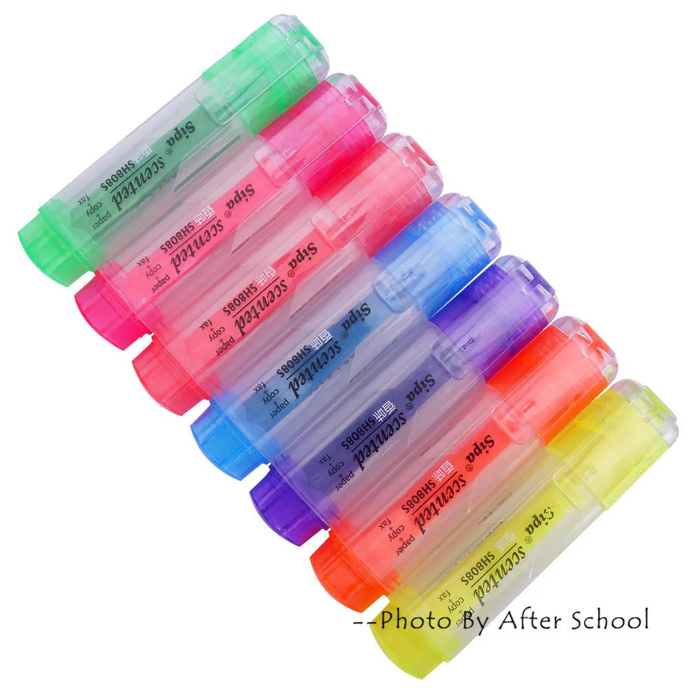 7 pcs/lot Korean Creative Aroma Rainbow Highlighters Markers Pens