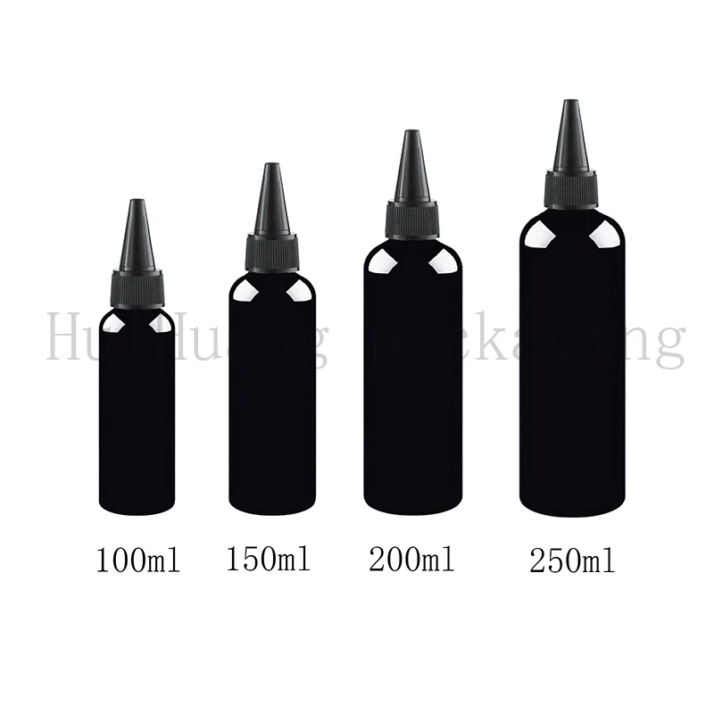 

50pcs 100/150/200/250ml empty black cosmetic lotion plastic bottles with twist top cap,packaging containers shampoo bottle
