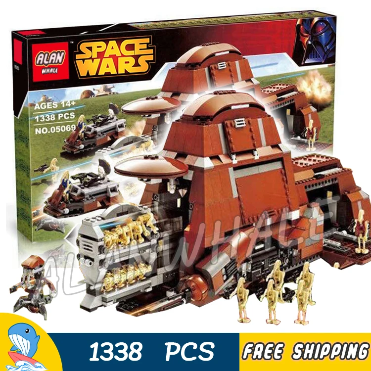 

1338pcs New Space Wars Trade Federation MTT 05069 Security Battle Droid Model Building Blocks Bricks Toys Compatible With Lego