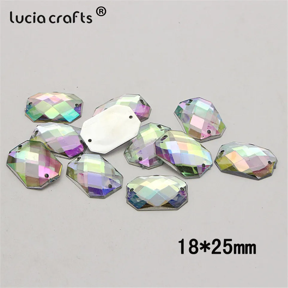 20/25/50/100pcs Multi Shapes AB Color Acrylic Crystal Stone Flatback Rhinestone Beads DIY Sew On Clothing Bags Accessories D1303