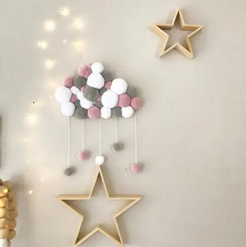 

Fashion Style Home Wall Hanging Ball Pendant Ornament Plush Ball Girl Room Decor