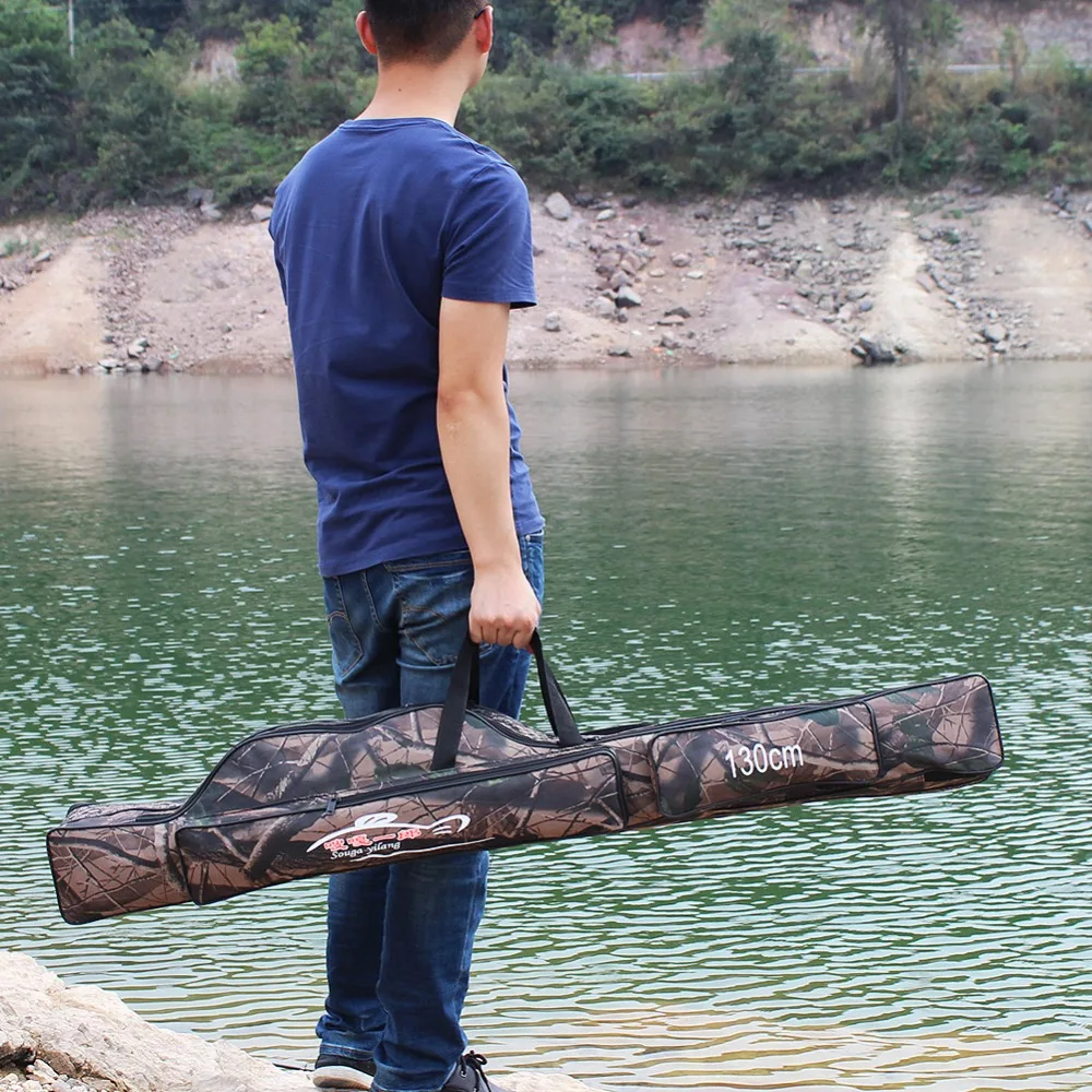 Sougayilang Fishing Rod Bag 130cm Camouflage Double Layer Waterproof