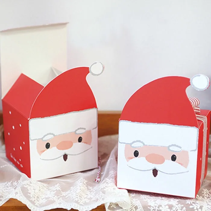 

8*9*9cm 12 Pcs oh Santa Claus Paper Box for Christmasdecoration Cookie Candy Chocolate Macaron packaging Storage Boxes