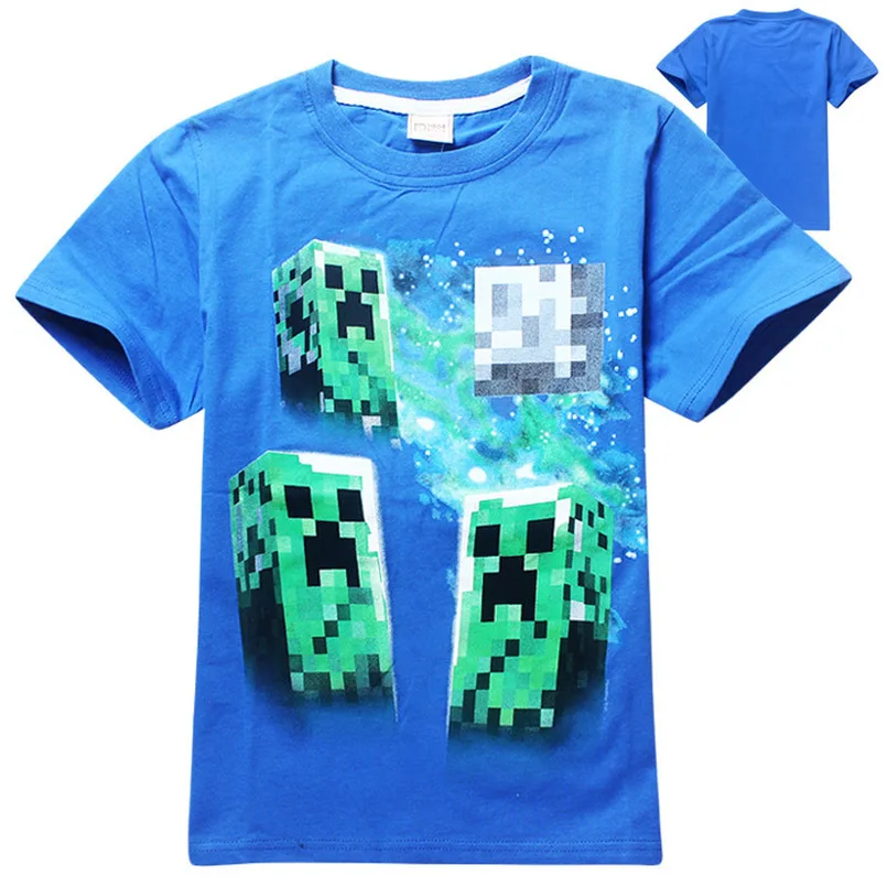 Minecraft 2018 новый бренд лето 100% хлопчатобумажная одежда детей с рисунками для 3D