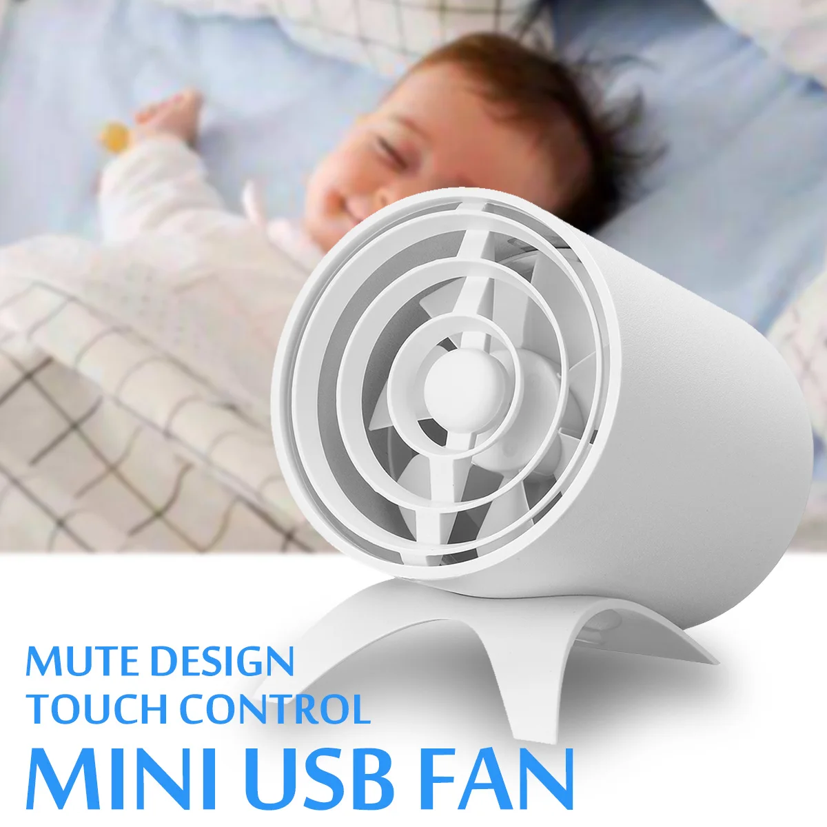 

Mini Desktop Fan USB Rechargeable Touch Control Quiet 2 Speed Desk Table Portable Travel Office Fan Dual Motor Drivers